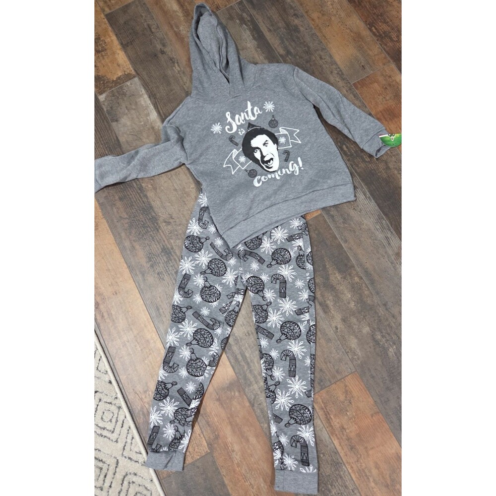 ELF MOVIE  Will Ferrel Girls 2 Pc Hoodie Pants Set “SANTA'S COMING” SIZE 6 B9